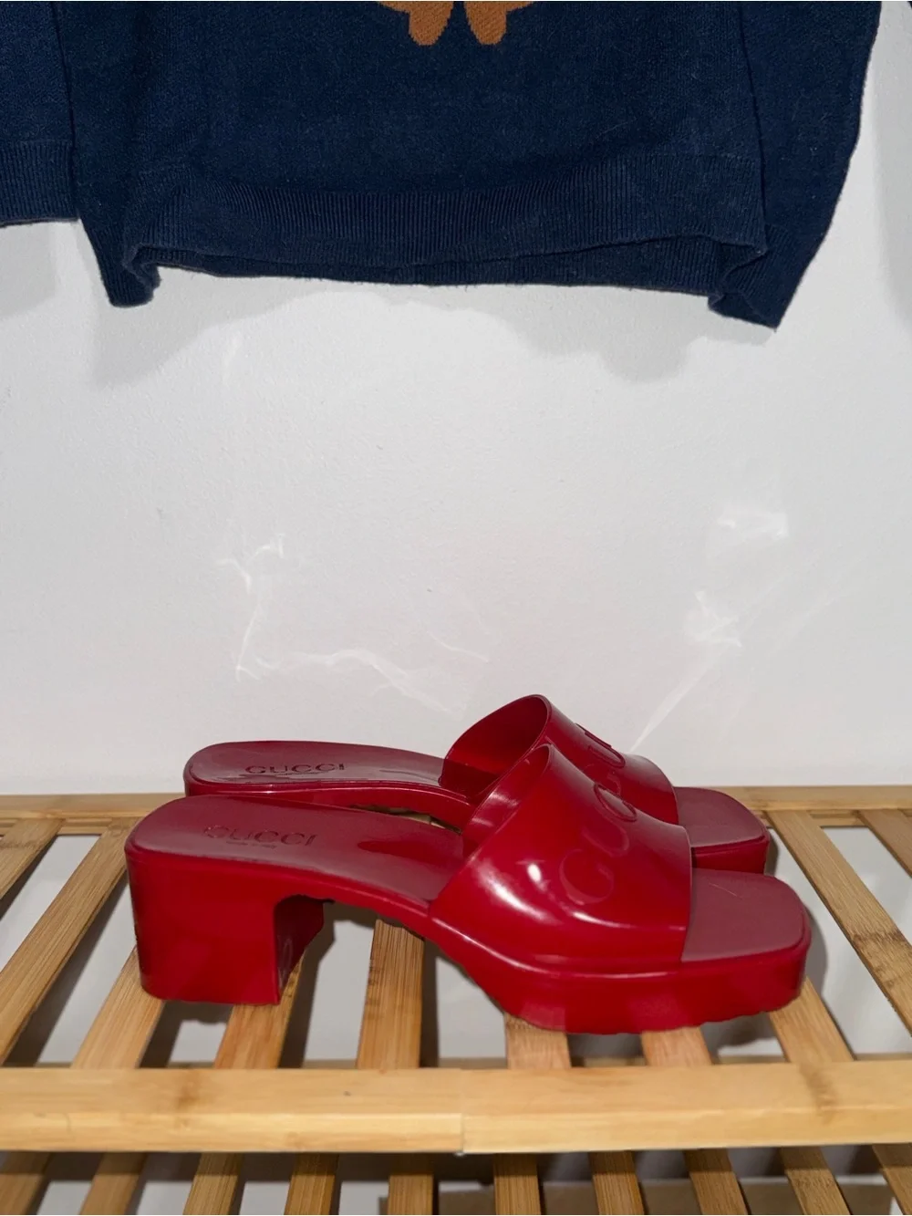 Gucci Red Patent Platform Slide Mules - Picture 5 of 6